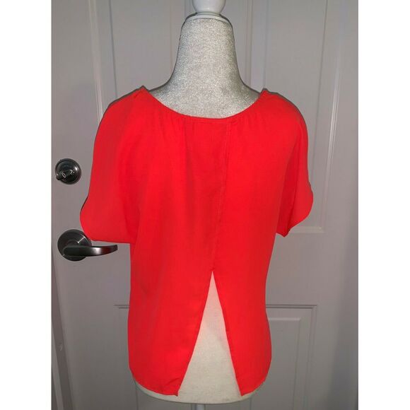 Agaci Top Solid Hot Pink Short Sleeve Blouse Sz M - Picture 4 of 5